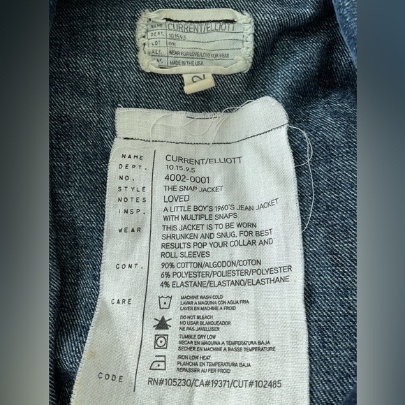 Current/Elliott The Snap Jacket Loved Wash Stretch Denim Size 2 Festival Chic - Picture 5 of 6